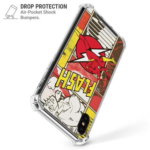 DC Comics Flash Block Pattern iPhone XS Max Clear Case